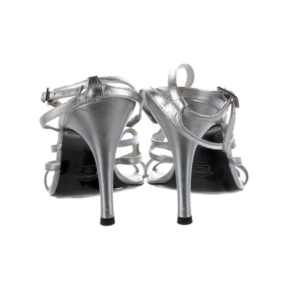• Stuart Weitzman Metallic Silver Leather Sandals size 9 - Picture 5 of 12